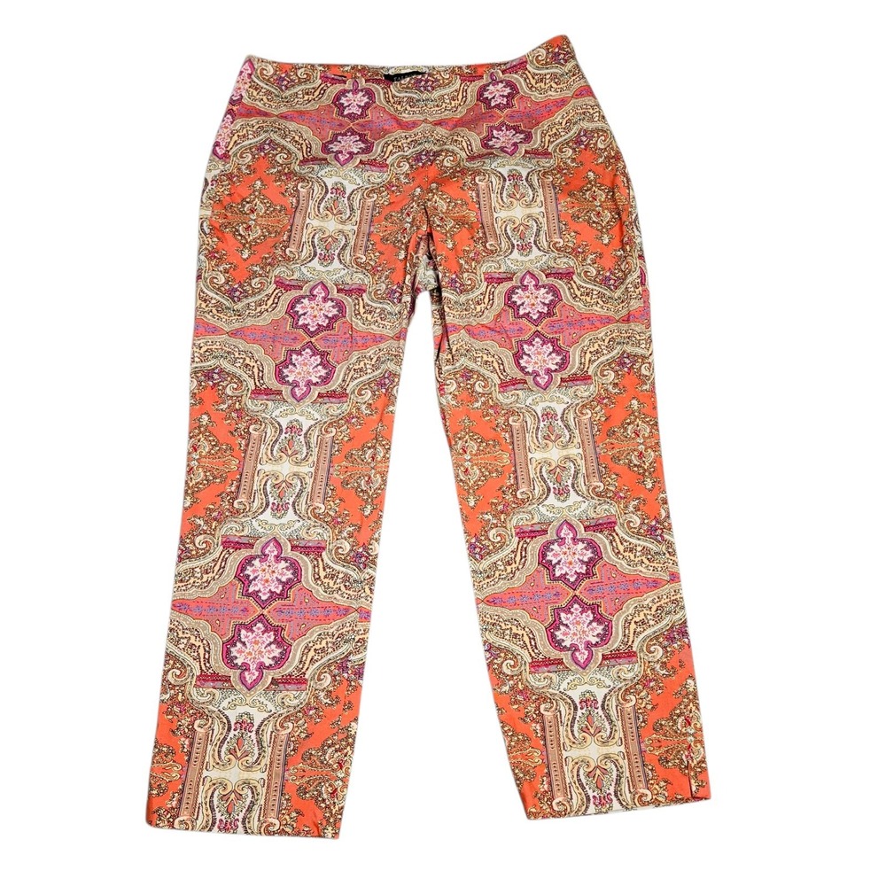 Talbot's Signature Pants PETITE Size 12P Cropped Cotton Stretch Vibrant BOHO